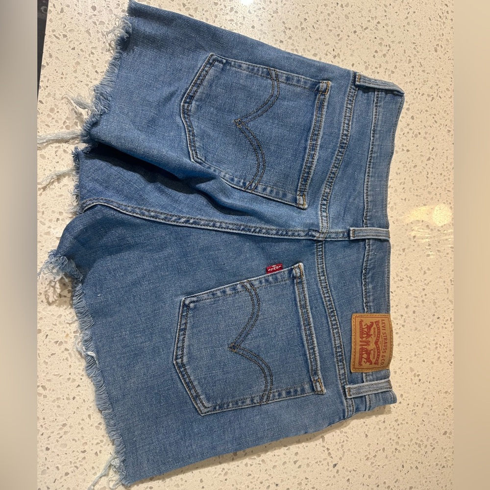 Light Blue Denim - high rise levi shorts